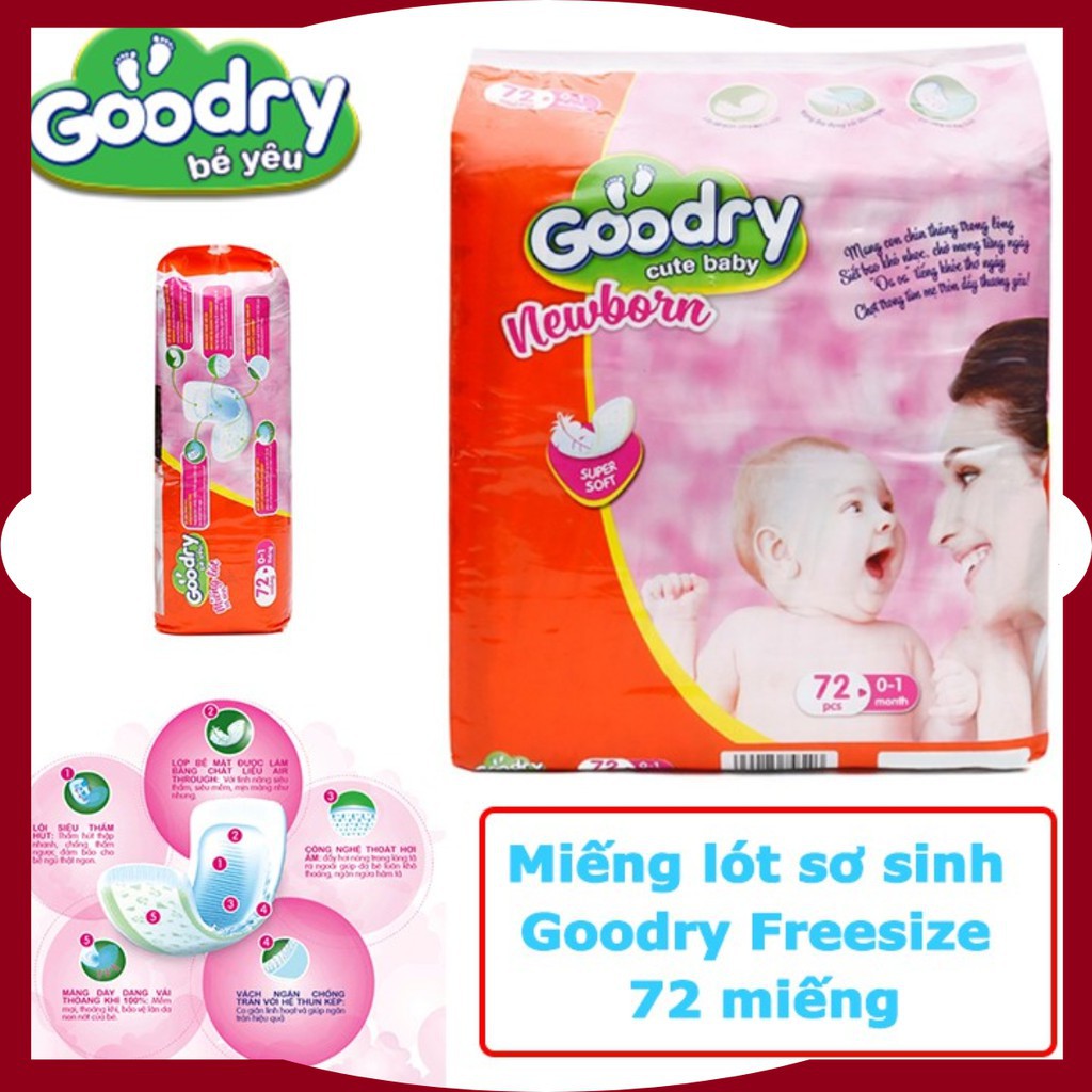 Miếng lót sơ sinh goodry newborn 72 miếng ( 0 - 1 tháng )