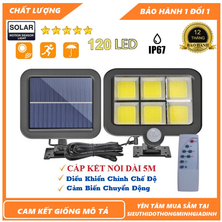 Đèn năng lượng mặt trời 120Led 60w Chống nước tuyệt đối