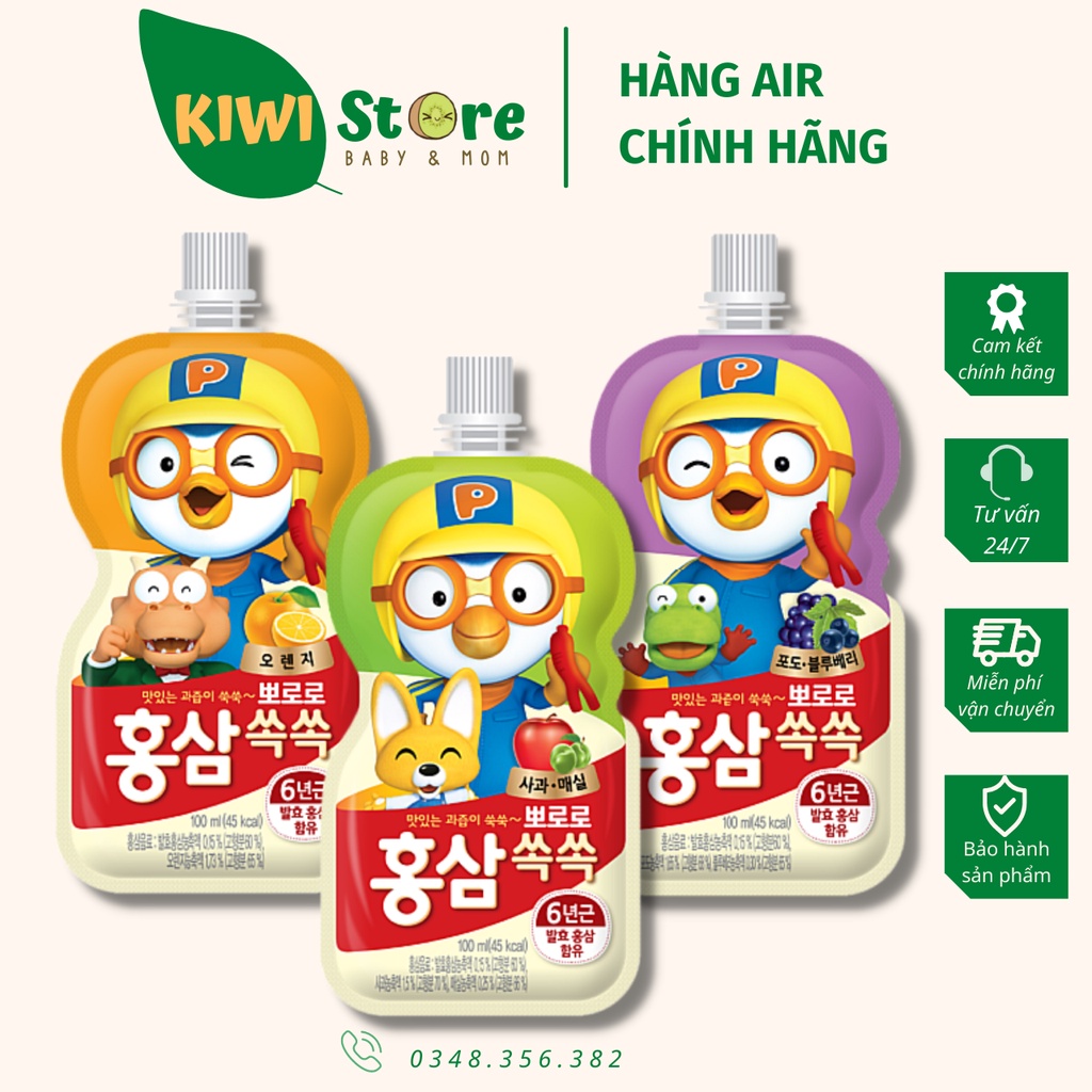 Nước hồng sâm hoa quả Pororo Paldo cho bé