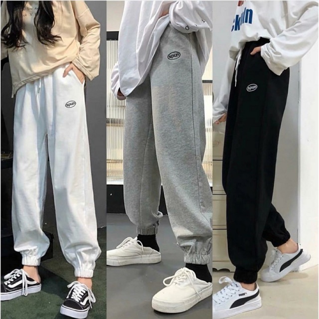 Quần jogger unisex ống chun Spun - Dưới 70kg