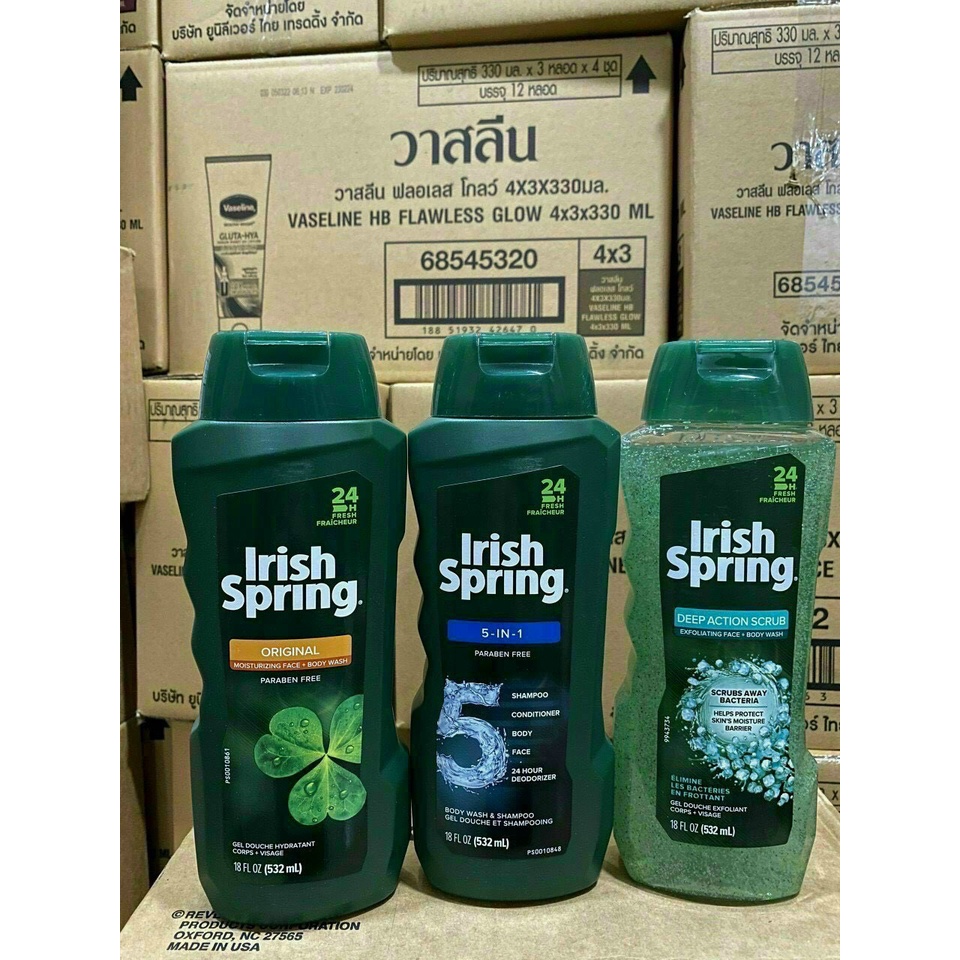 SỮA TẮM GỘI CHO NAM IRISH SPRING  MỸ 532ml