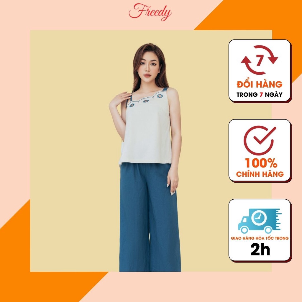 Đồ ngủ, Bộ 2 dây thêu thổ cẩm linen Freedy WBS2223