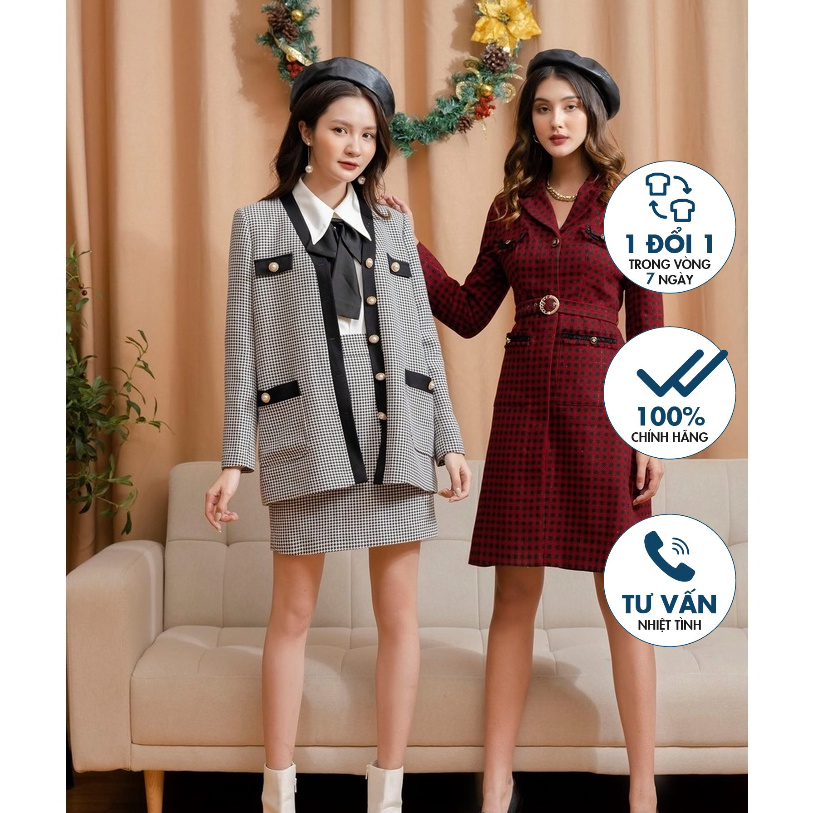 Áo khoác dạ dáng dài Emspo đai eo rời AKL0292