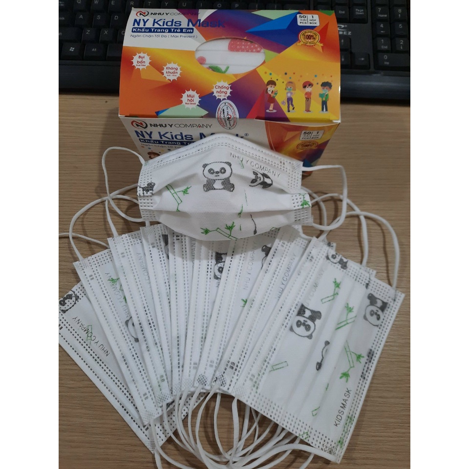 HỘP 50 CÁI KHẨU TRANG 4 LỚP IN HÌNH CHO TRẺ EM TỪ 6 TUỔI ĐẾN 12 TUỔI NY Kids Mask Ngăn Bụi bẩn Kháng khuẩn Như Ý