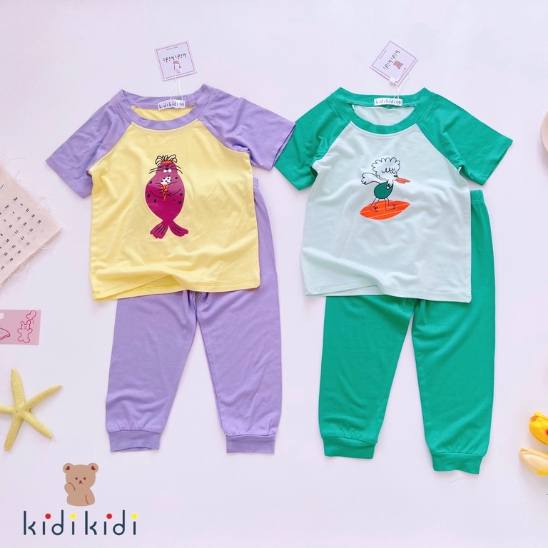 Đồ Bộ RagLan Cộc Tay Quần Dài Thun Lạnh KidiKidi Cho Bé