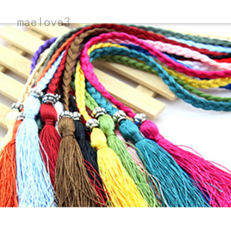 maelove3 Thắt lưng dây cotton vải bện có tua rua dành cho nữ