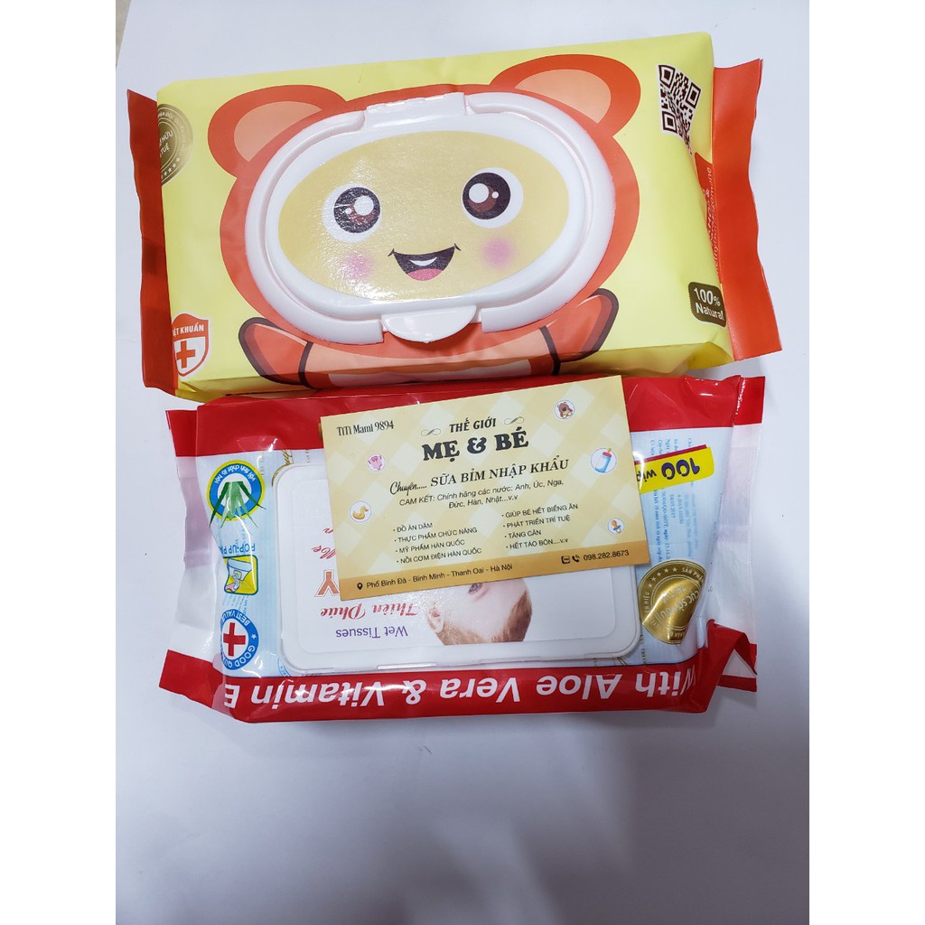 Khăn ướt thiên phúc 100 Tờ cho bé Giấy ướt thiên phúc không mùi Hình Gấu Đáng yêu an toàn cho bé [Giá sỉ ]