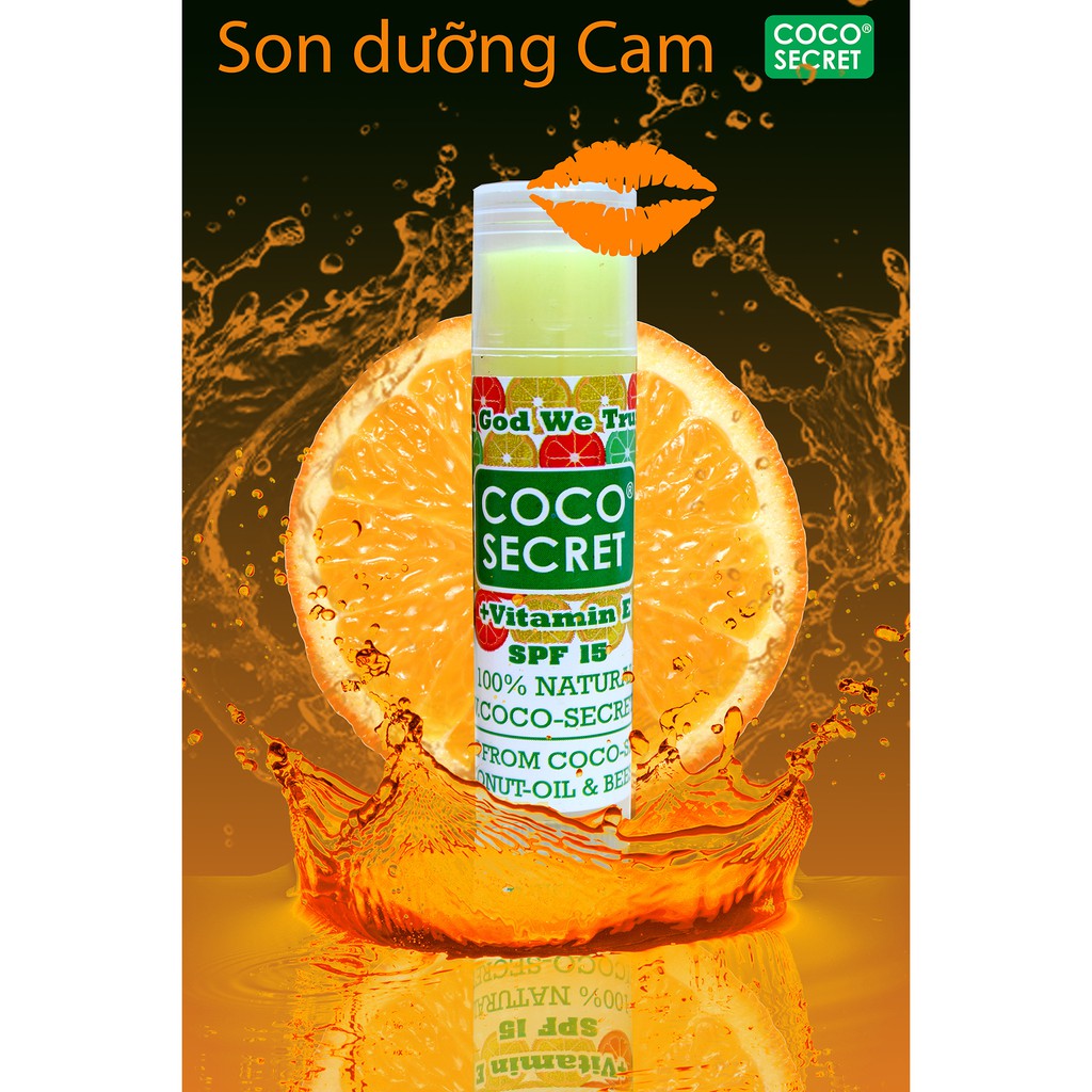 Son môi dưỡng ẩm Dầu dừa Sáp ong tinh chất Cam Coco Secret