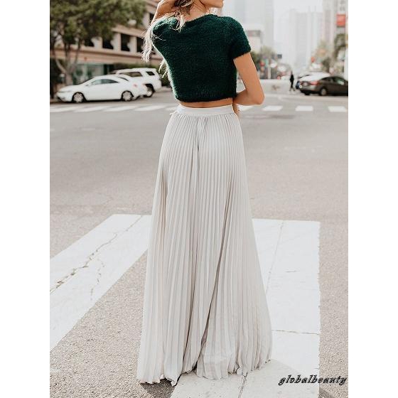 Váy voan dài , lưng cao , xếp li cho nữ