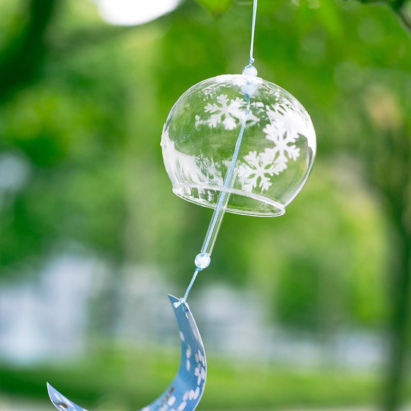 Chuông gió thủy tinh Furin mẫu HOA TUYẾT CÓ MŨ quà tặng Nhật Bản trang trí bàn học nhà cửa