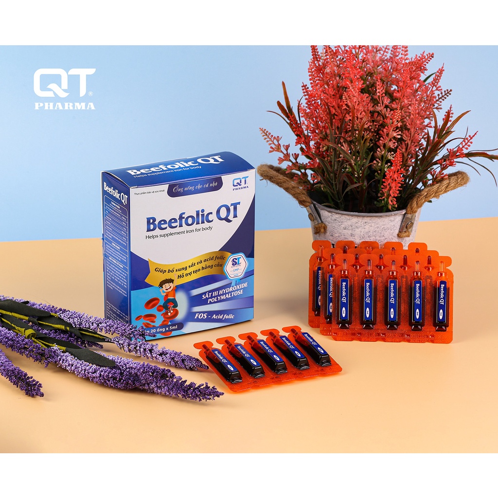 BEEFOLIC QT - BỔ SUNG SẮT VÀ ACID FOLIC HỖ TRỢ TẠO HỒNG CẦU 5ML X 20 ỐNG