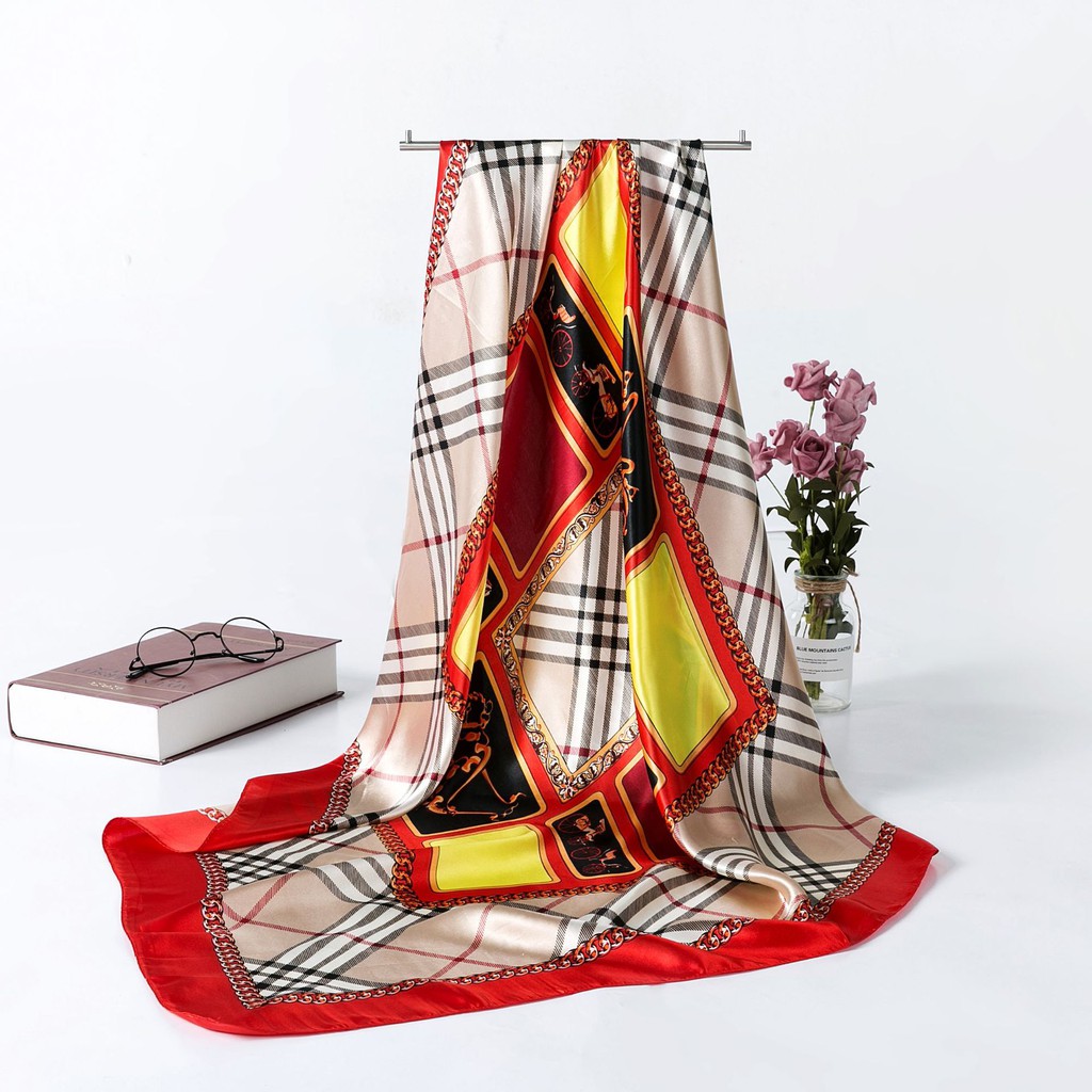 Khăn lụa Bandana khổ vuông to 90x90cm làm áo yếm, quàng đầu, tạo kiểu khăn quàng cổ