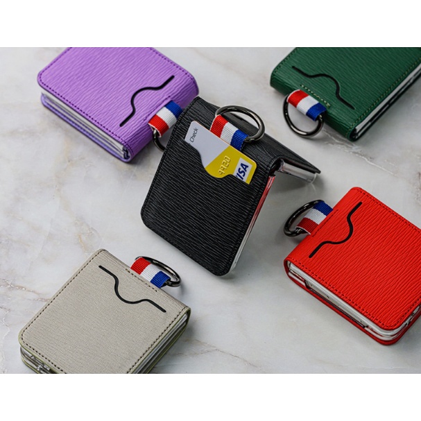 Bao Da PU Điện Thoại Nắp Lật Kèm Ngăn Đựng Thẻ Khóa Nam Châm Cho Samsung GALAXY Z FLIP 5 / Z FLIP 4 / Z FLIP3