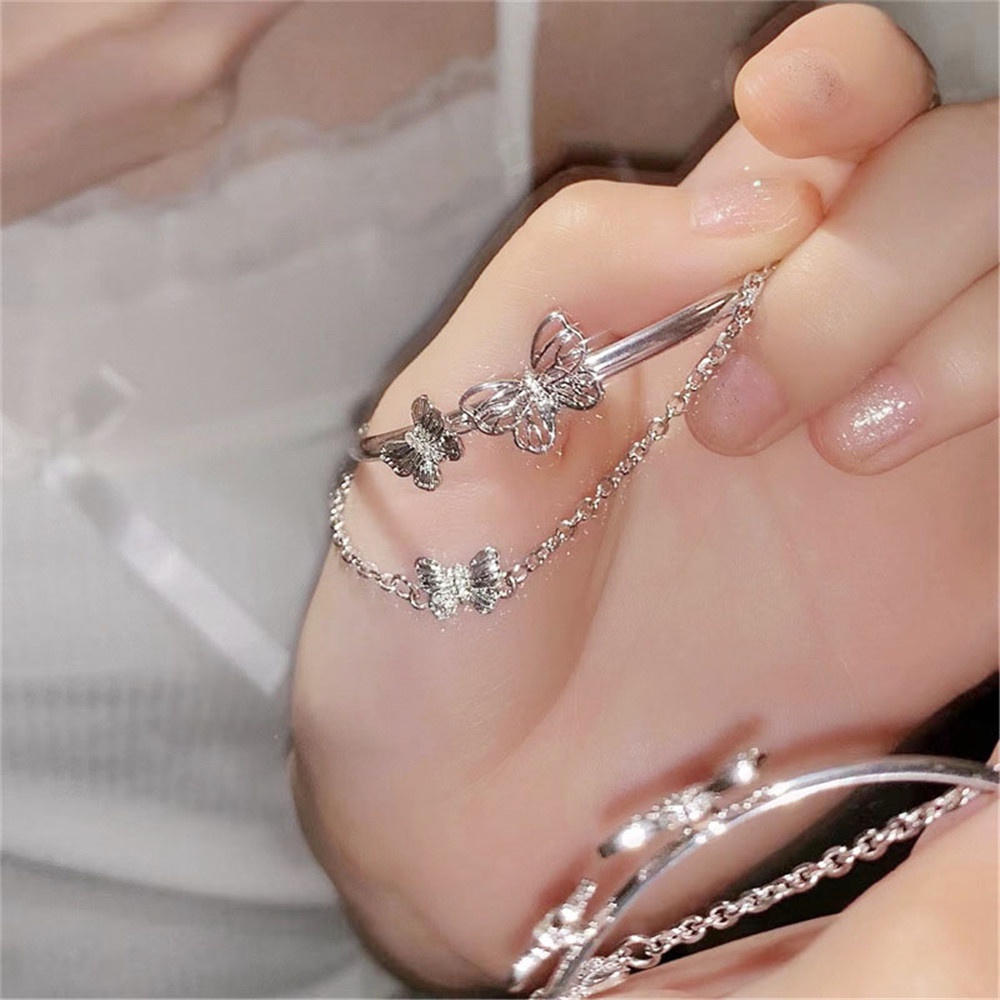 Vòng Tay Hai Lớp Bằng Kim Loại Hình Bướm ĐơnYanqueens  Giản Thời   Trang Cho Nữ