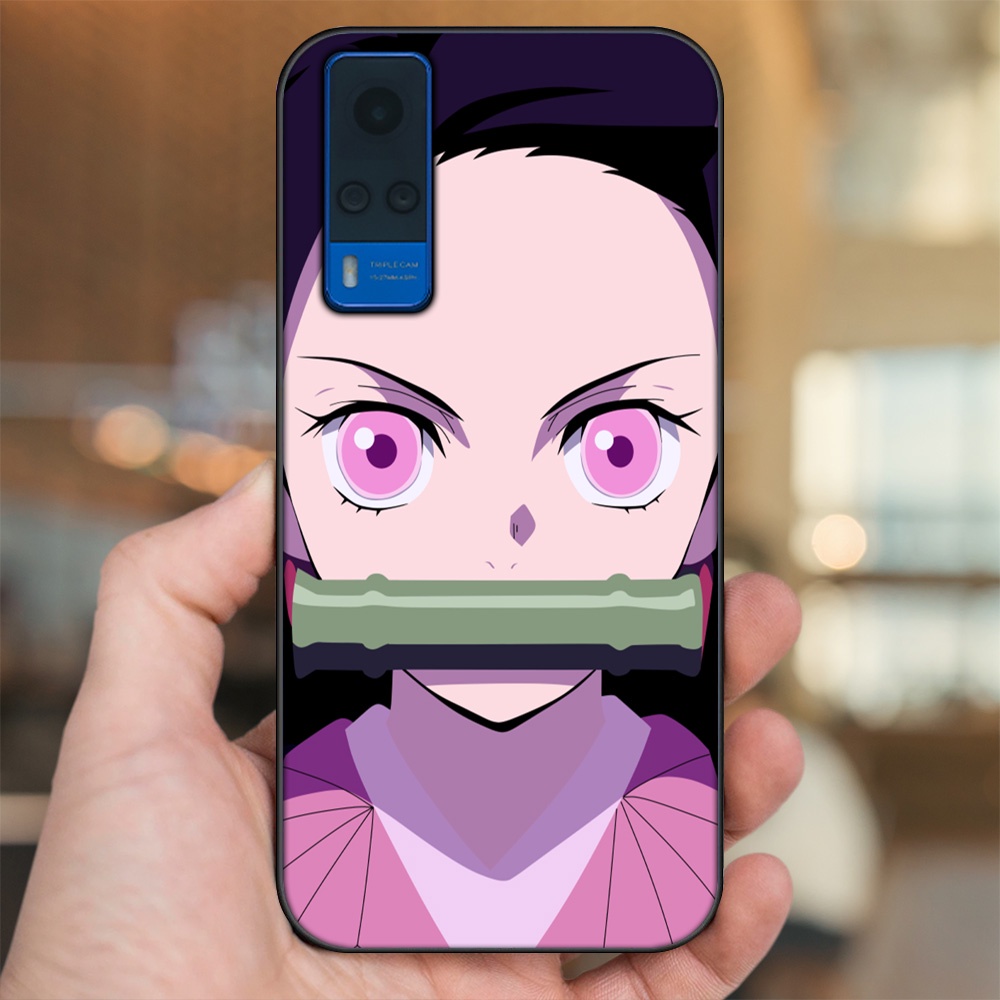 Ốp lưng Vivo Y51 2020, Y53s viền đen in hình Nezuko Kimetsu no Yaiba