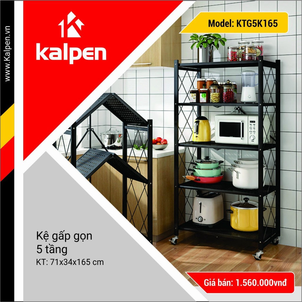 Kệ xếp gấp gọn để đồ di động đa năng thông minh Kalpen 3 tầng 4 tầng 5 tầng tiện lợi cho gia đình hoặc công ty