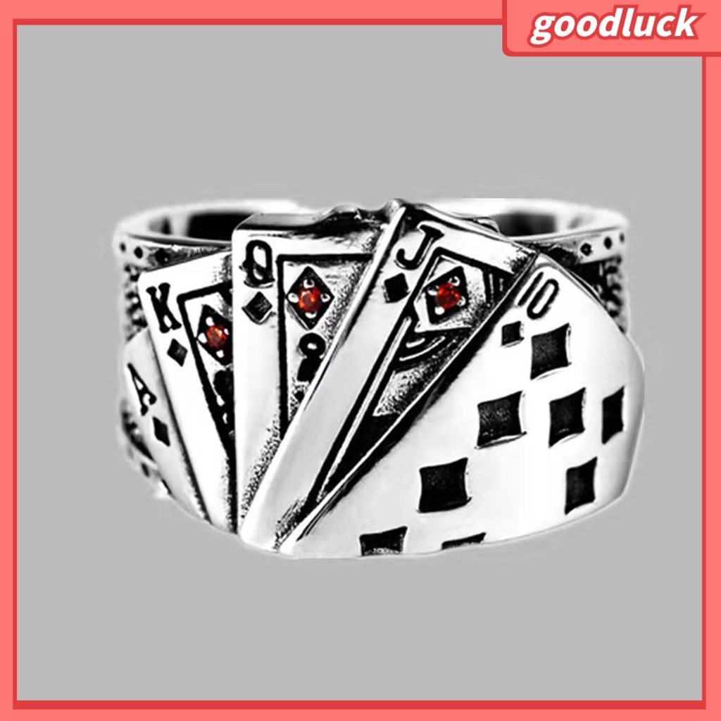 Nhẫn hở nam nữ có thể điều chỉnh thiết kế bài poker thời trang cổ điển