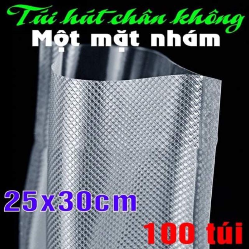 (Siêu rẻ) Túi hút chân không một mặt nhám một mặt trơn bộ 100 túi size 25cm×30cm