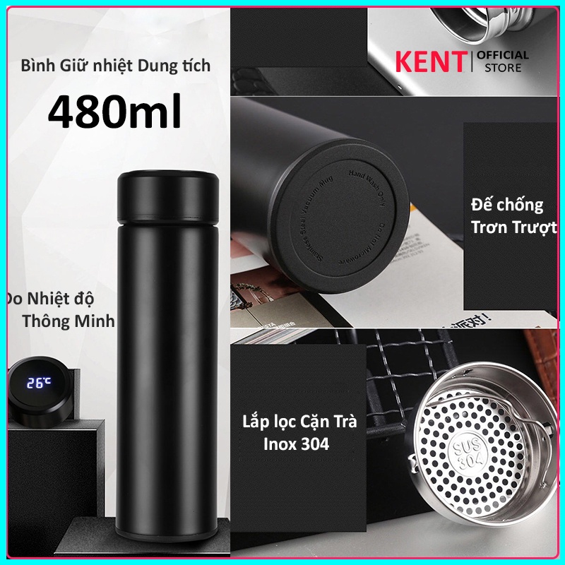 Bình Giữ Nhiệt Inox 304 Có Cảm Biến LED Báo Nhiệt Độ - Dung Tích 500ml