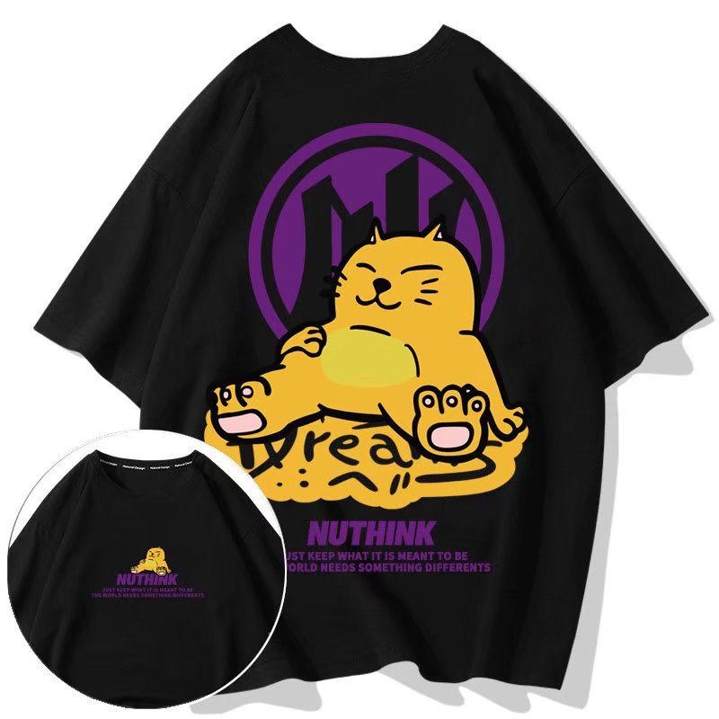 Áo Thun Nam Tay Ngắn In Hình Mèo Hoạt Hình Thời Trang Size M-8XL