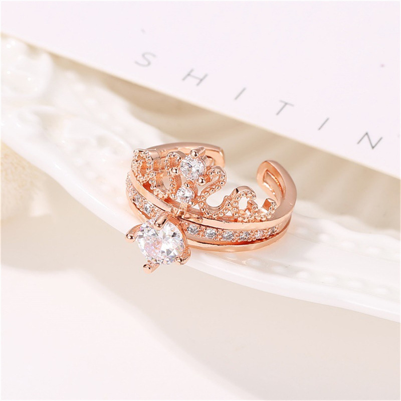 Set 2 Nhẫn Đeo Khớp Ngón Tay Hình Vương Miện Đính Đá Thời Trang Cho Nữ
