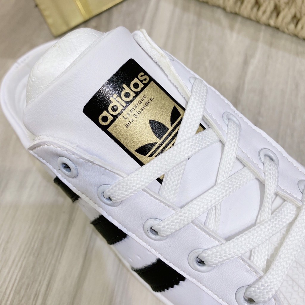 Giày sục Adidas Superstar, snearkers( đẹp)- Dép sục nữ - mũi sò, 3 vạch kẻ đen - Giày thể thao nữ Adidas thời trang 2021