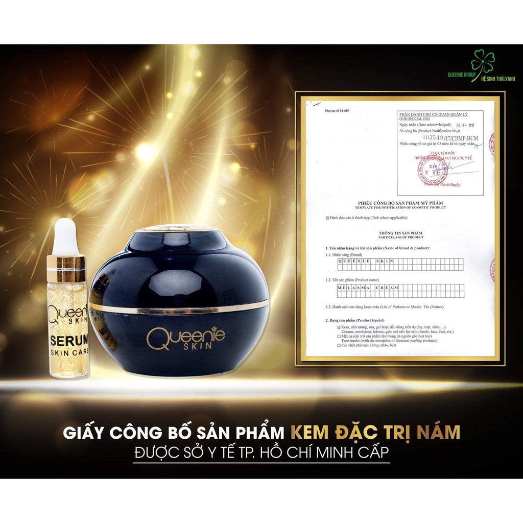 Kem nám Queenie Skin xoá mọi vết nám tàn nhang đốm nâu trên da( tặng kèm 1 chai serum mini)