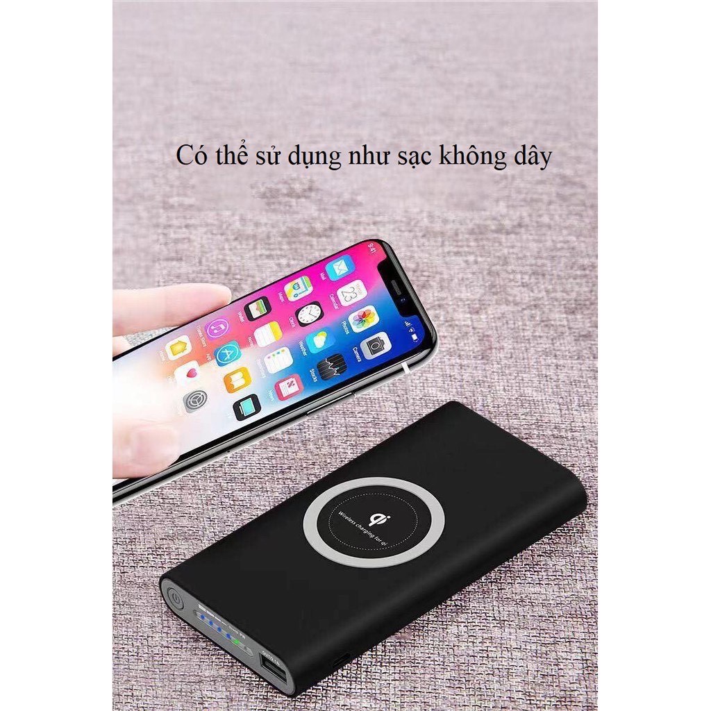 [Sạc dự phòng] Sạc dự phòng hỗ trợ không dây, Dung lượng lớn 10000mAh kết hợp 1 cổng usb, tích hợp sạc nhanh - CocoShop