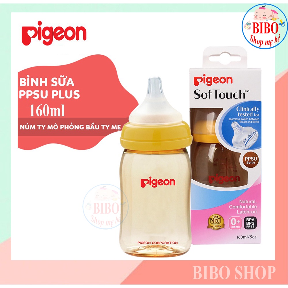 Bình Sữa Cổ Rộng PPSU Plus Pigeon 160ml/240ml