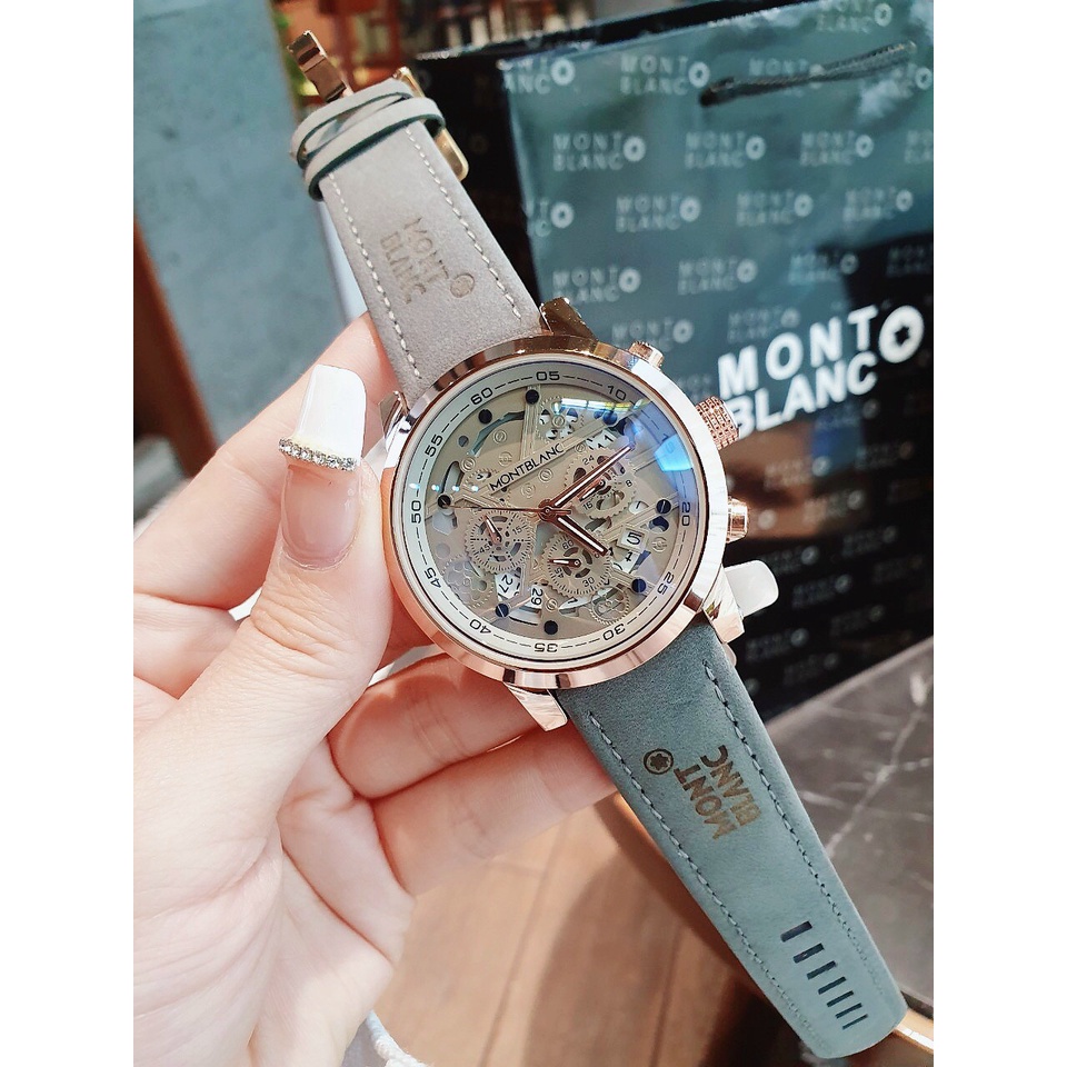 ĐỒNG HỒ NAM MONTBLANC MBB10 CHRONOGRAPH , DÂY DA LỘN , SIZE 44MM