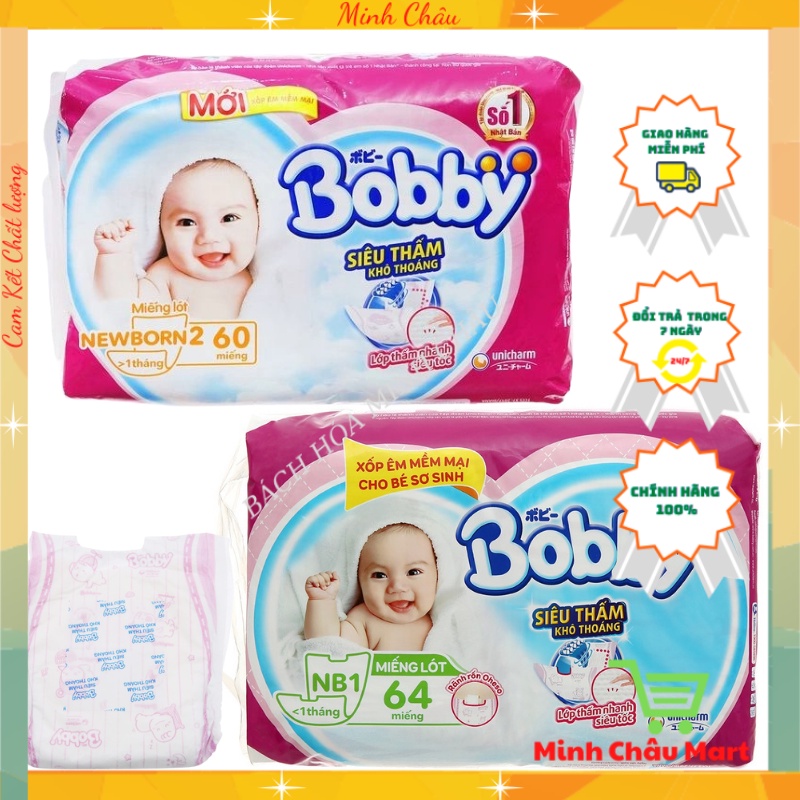 Miếng Lót Sơ Sinh Bobby Newborn 108- NB2 60- NB1 64 Miếng (Cho Bé Dưới 1 Tháng)