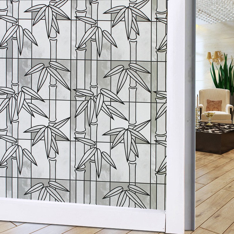Decal dán kính khổ 45cm cây trúc mẫu mới keo sẵn bóc dán