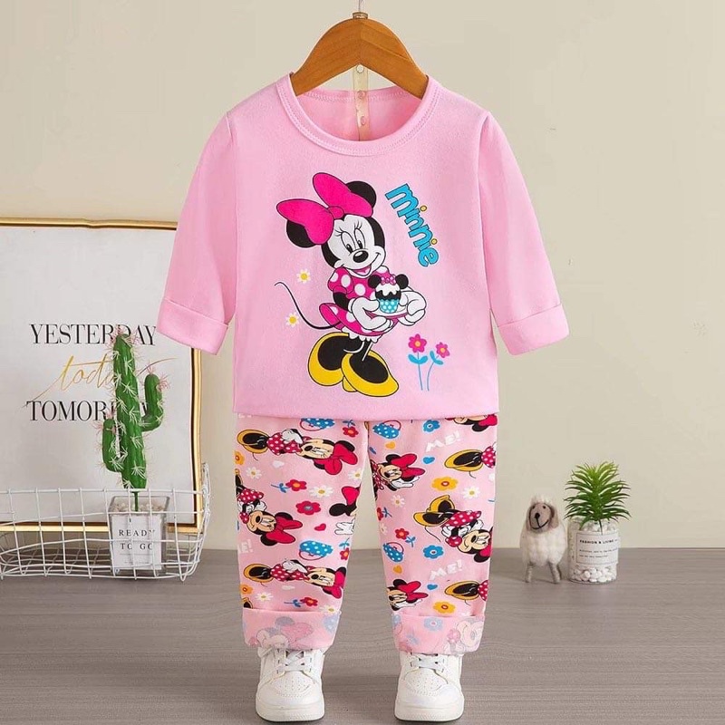 (16-25kg ) Bộ quần áo dài tay cotton thu đông xuất Hàn cho bé gái (3- 6 tuổi )