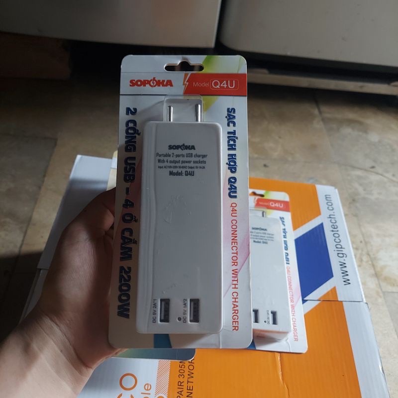 Ổ cắm thông minh có USB, sạc tích hợp Q2U Q4U Sopoka