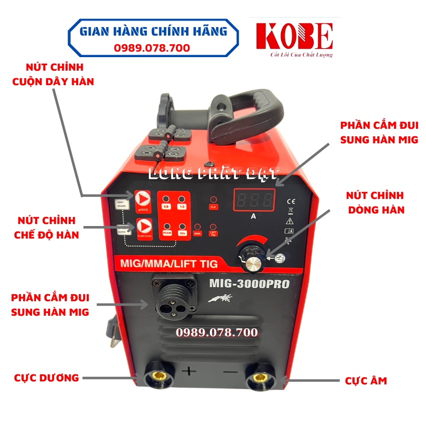 Máy Hàn Mig 5 Chức Năng MiNi KOBE MIG 3000 PRO - CUỘN DÂY 1KG - 5KG - Dây Mig RỜI 3M