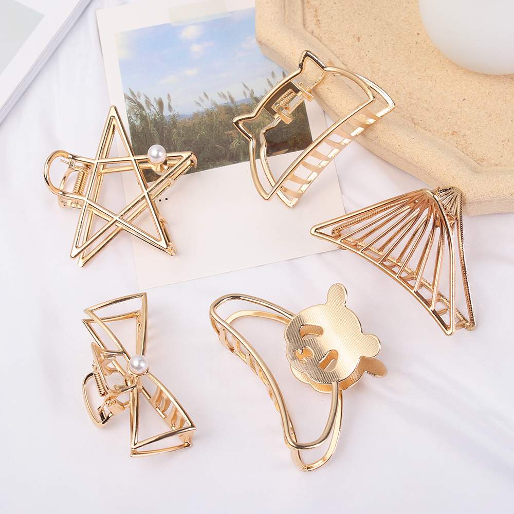 Kẹp Tóc Kim Loại Họa Tiết Hình Học Thời Trang