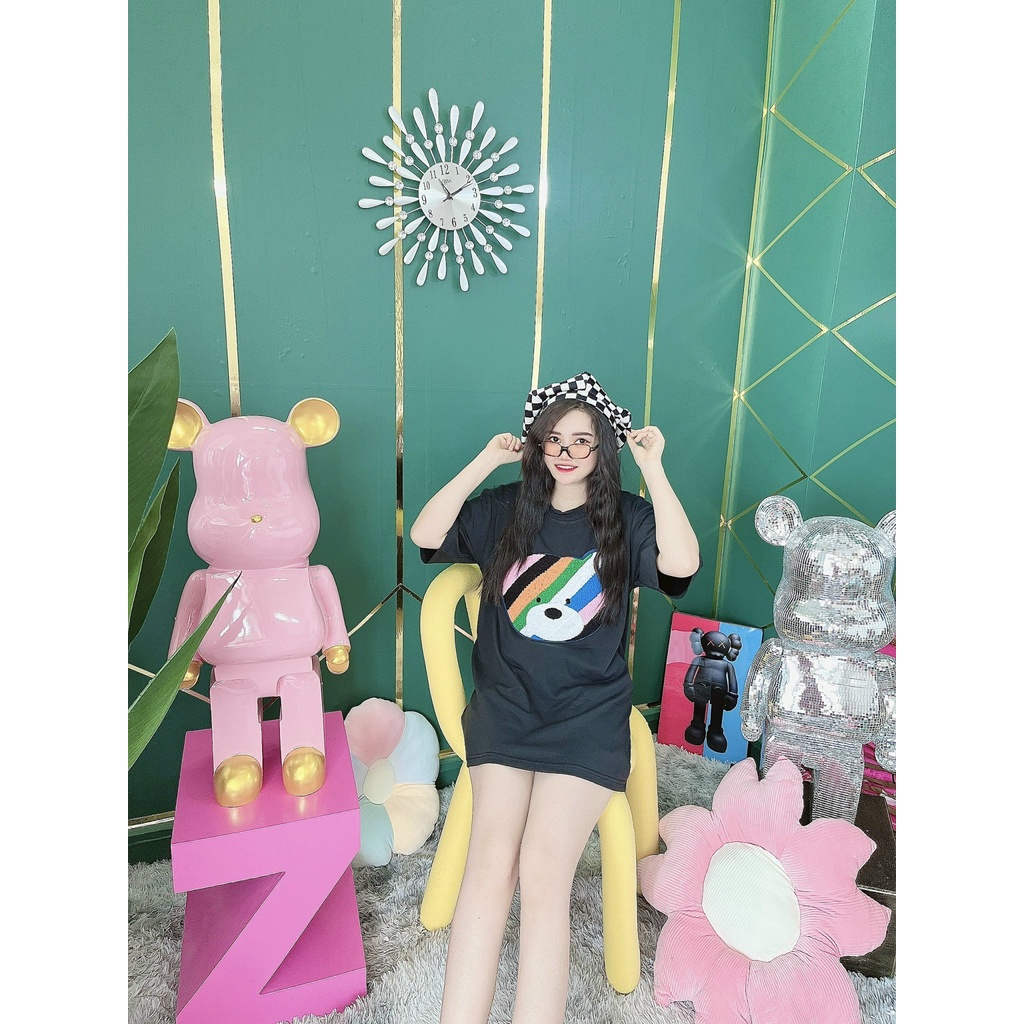 Áo Thun Hình Thêu Nổi Mặt Gấu 7 Màu Quảng Châu Cao Cấp  - AT23 | BigBuy360 - bigbuy360.vn