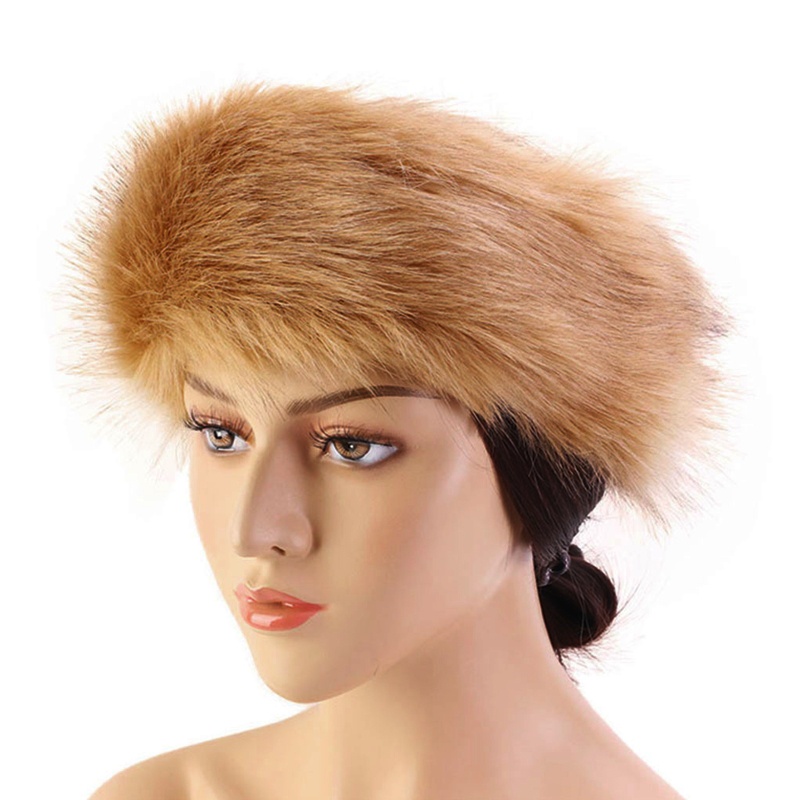 Ch *  Mũ Lông Giả Trùm Tai Giữ Ấm Mùa Đông Mềm Mại Co Giãn Thời Trang Trượt Tuyết