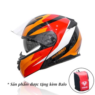 Mũ lật hàm yohe 950 - cam đỏ bóng