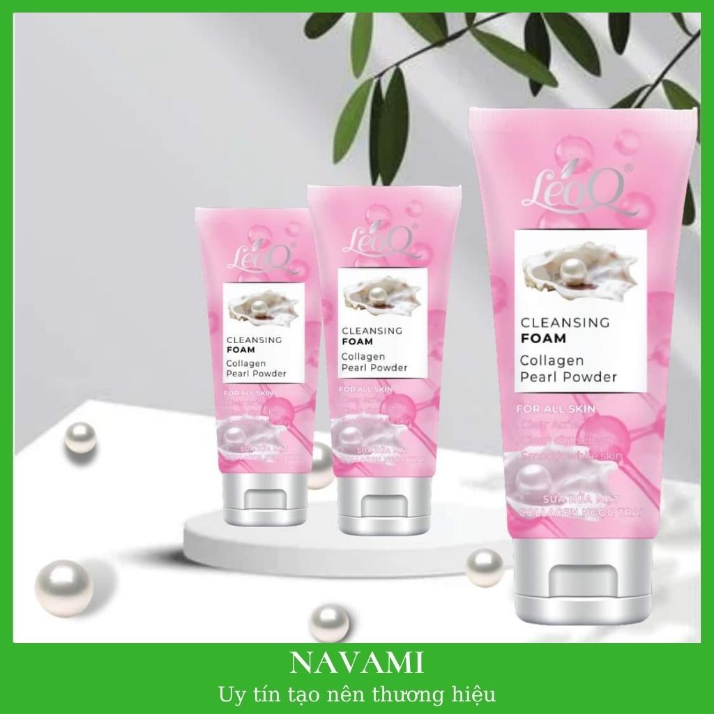 Sữa rửa mặt LeoQ collagen Pearl 150ml giúp làm trắng da giảm mụn sạch nhờn
