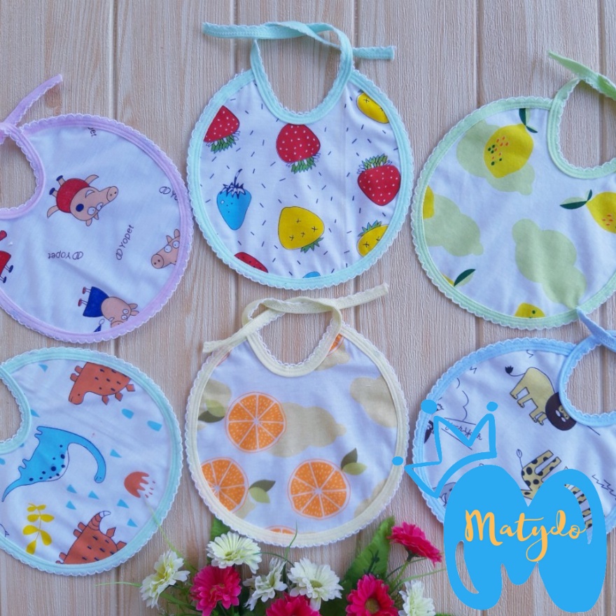 Khăn yếm chống thấm cho bé ăn dặm chất liệu cotton 2 lớp mềm mịn cao cấp có dây buộc nhiều hình