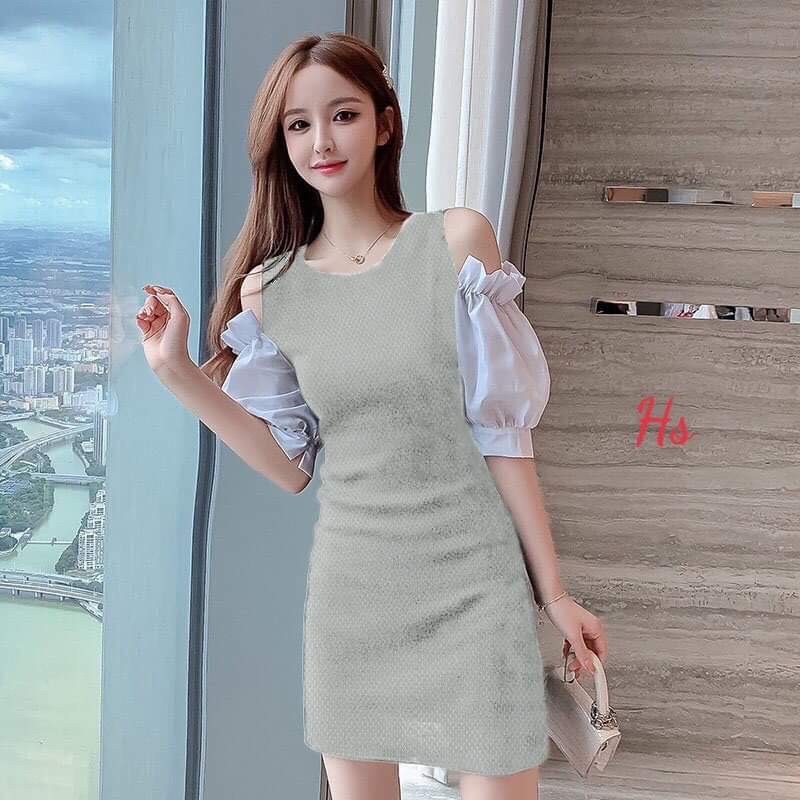 Váy bozip phối tay phồng hở vai HS6