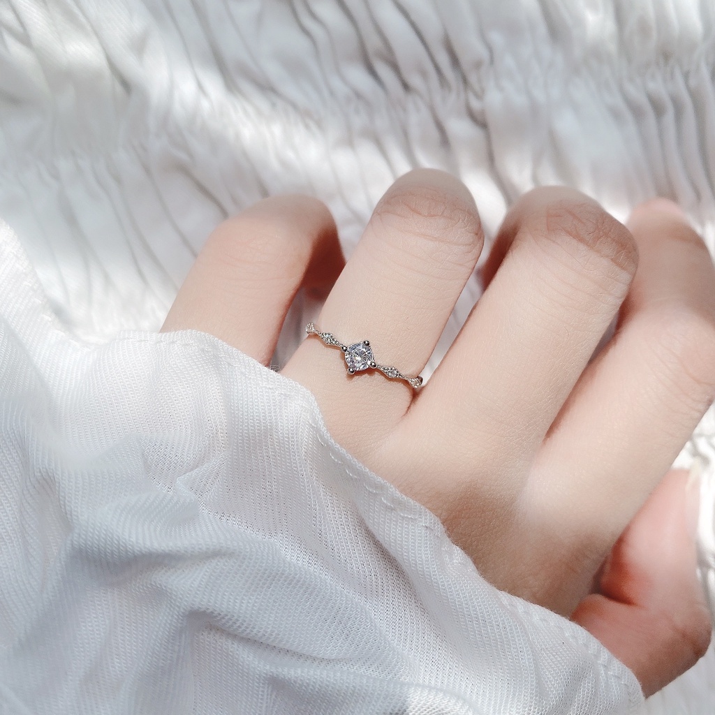 Nhẫn bạc Miuu Silver, nhẫn nữ đính đá Alumia điều chỉnh size