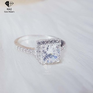 Nhẫn bạc nữ ổ đá vuông
