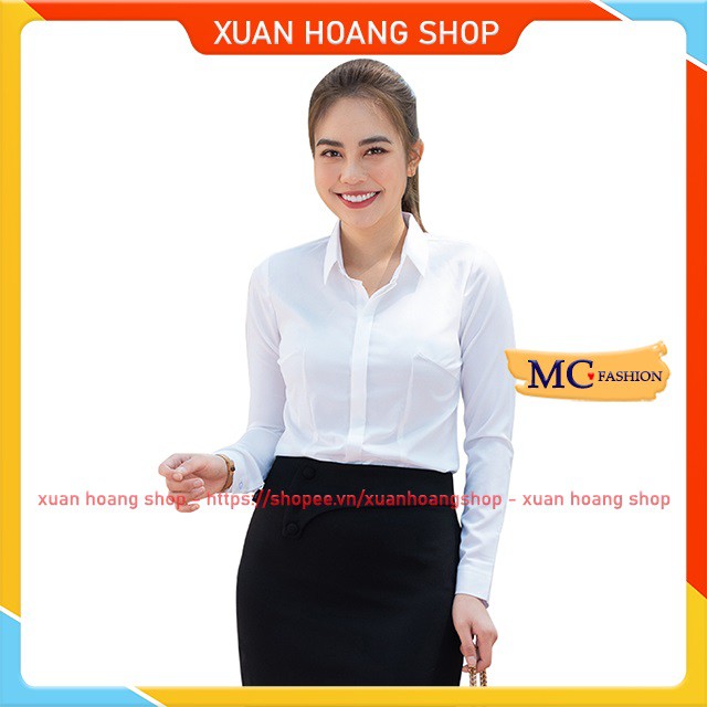 Áo Sơ Mi Trắng Nữ Kiểu Công Sở Đẹp Mc Fashion, Dài Tay, Size Đủ, Chất Liệu Vải Co Giãn, Mát, A0074, A636