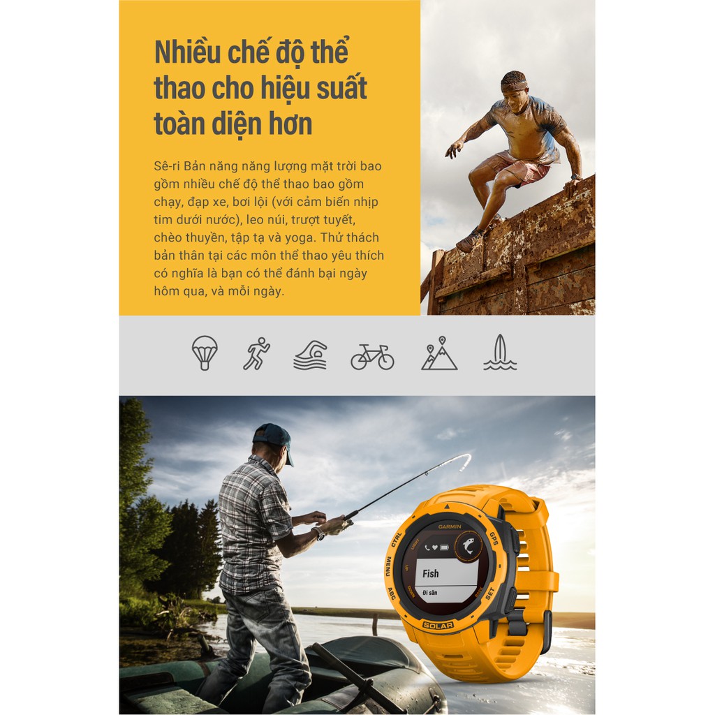 Đồng hồ thông minh Garmin Instinct Solar, Surf Edition - Hàng Chính Hãng