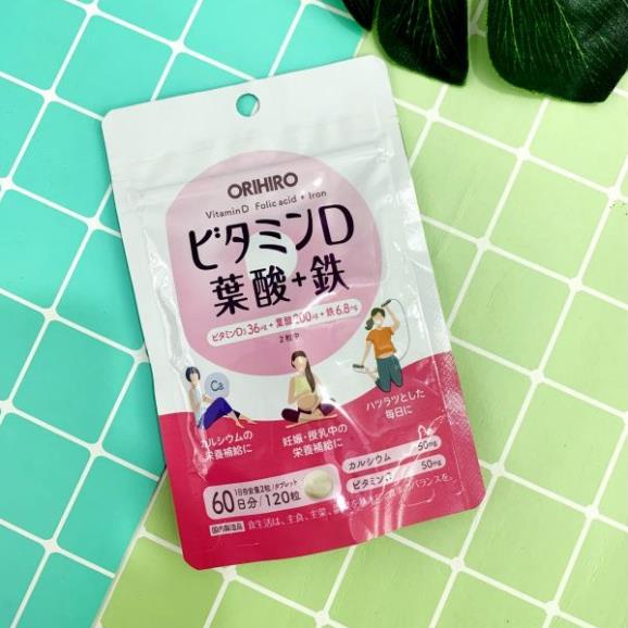 Viên uống vitamin D axit folic sắt Orihiro 120 viên – giúp bổ sung dinh dưỡng cho mẹ bầu, giúp thai nhi khỏe mạnh
