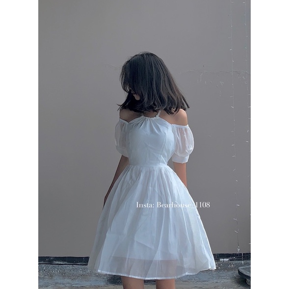 VÁY ĐẦM TRẮNG VOAN TƠ CỔ YẾM TIỂU THƯ | BigBuy360 - bigbuy360.vn