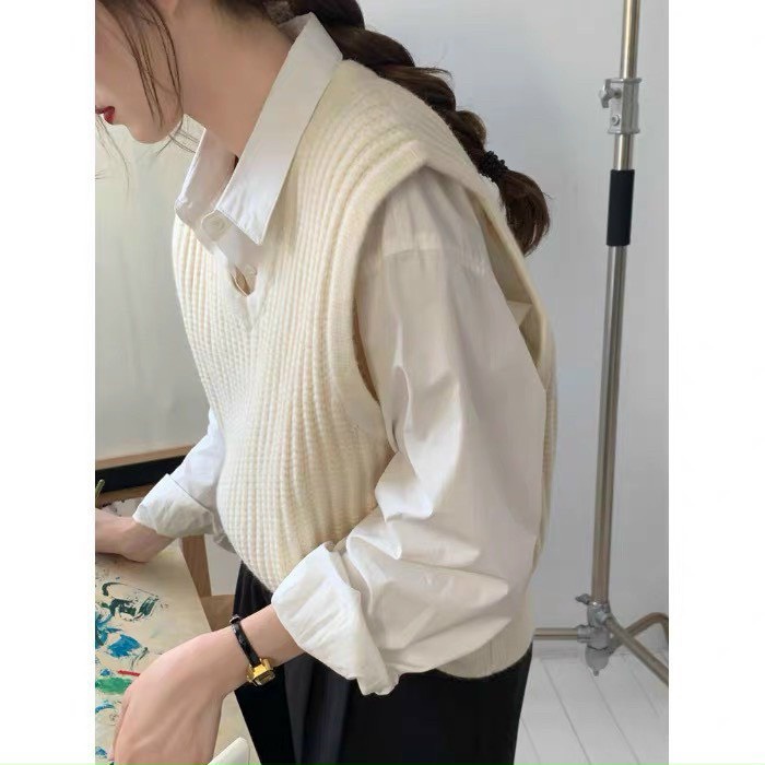 [ẢNH THẬT]  Áo Gile Len Đan Hàn Quốc Unisex Trơn Nhiều Màu Phong Cách Vintage Nam Nữ Năng Động Form To