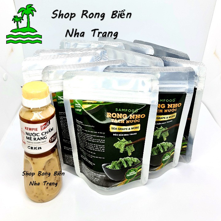 Rong nho tách nước SamFood 1 ký - 10 gói 100g - Tặng 1 chai nước chấm mè rang Kewpie